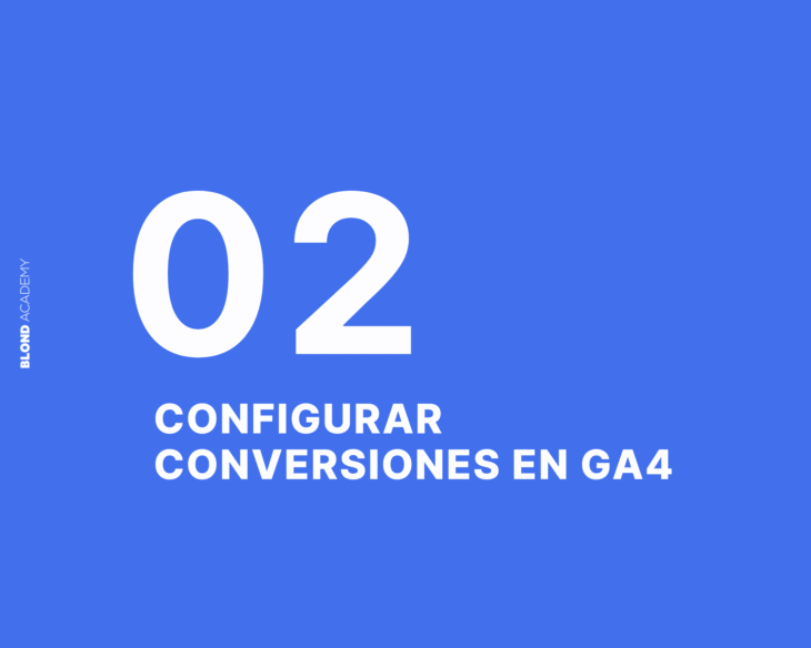 Portada de la guía de Blond Academy sobre cómo configurar conversiones en Google Analytics 4, con métodos y ejemplos prácticos.